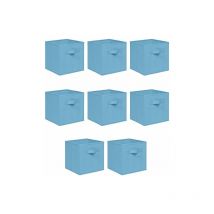 Foldable Storage Boxes,Non-Woven Fabric Storage Box Set,Storage Drawers for Cube Storage Unit,26.5x26.5x28 cm (Light Blue, Set of 8)
