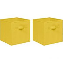 Foldable Storage Boxes,Non-Woven Fabric Storage Box Set,Storage Drawers for Cube Storage Unit,26.5x26.5x28 cm (Bright Yellow, Set of 2)