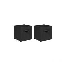 Niceme - Foldable Storage Boxes,Non-Woven Fabric Storage Box Set,Storage Drawers for Cube Storage Unit,26.5x26.5x28 cm (Black, Set of 2)