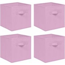 Foldable Storage Boxes,Non-Woven Fabric Storage Box Set,Storage Drawers for Cube Storage Unit,26.5x26.5x28 cm (Pink, Set of 4)
