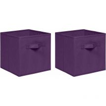 Foldable Storage Boxes,Non-Woven Fabric Storage Box Set,Storage Drawers for Cube Storage Unit,26.5x26.5x28 cm (Dark Purple, Set of 2)