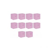 Foldable Storage Boxes,Non-Woven Fabric Storage Box Set,Storage Drawers for Cube Storage Unit,26.5x26.5x28 cm (Pink, Set of 10)