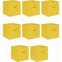 Foldable Storage Boxes,Non-Woven Fabric Storage Box Set,Storage Drawers for Cube Storage Unit,26.5x26.5x28 cm (Bright Yellow, Set of 8)