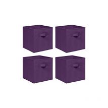 Foldable Storage Boxes,Non-Woven Fabric Storage Box Set,Storage Drawers for Cube Storage Unit,26.5x26.5x28 cm (Dark Purple, Set of 4)