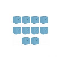 Foldable Storage Boxes,Non-Woven Fabric Storage Box Set,Storage Drawers for Cube Storage Unit,26.5x26.5x28 cm (Light Blue, Set of 10)