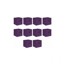Foldable Storage Boxes,Non-Woven Fabric Storage Box Set,Storage Drawers for Cube Storage Unit,26.5x26.5x28 cm (Dark Purple, Set of 10)