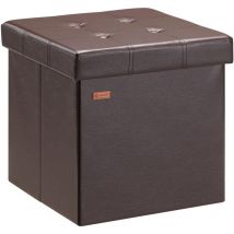 Deuba - casaria 38cm Square Foldable Stool with Storage Space Faux Leather/Linen with Removable Padded Lid 38x38cm Upholstered Ottoman 40 Litre