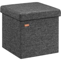 Deuba - casaria 38cm Square Foldable Stool with Storage Space Faux Leather/Linen with Removable Padded Lid 38x38cm Upholstered Ottoman 40 Litre