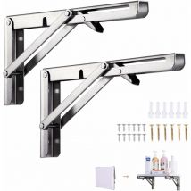 Folding Bracket300mm, 2 Pieces Stainless Steel Folding Console Bracket, Folding Shelf Brackets Load, Heavy Duty Retractable Folding Console Bracket,