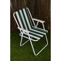 Hamble Distribution - Folding Camping / Picnic Chair in Green and White Garden Patio