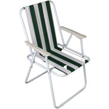 Hamble Distribution - Folding Camping / Picnic Chair in Green and White Garden Patio