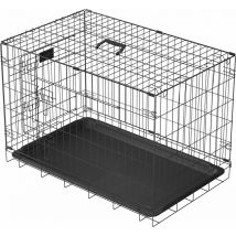 Briefness - Folding Dog Crate Puppy Crate Large Dog Cage for Car Boot, 2 Door 2 Locks Puppy Playpen with Non-Chew Metal Removable Base Tray, Steady