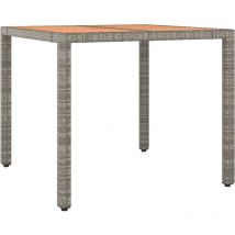 Jinlefu - Garden Table with Wooden Top Grey Poly Rattan&Solid Wood Acacia vidaXL
