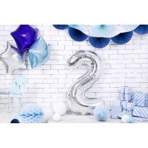 Folienballon Zahl „2“, 86cm, silber