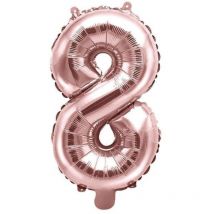 Folienballon Zahl „8“, 35cm, Roségold