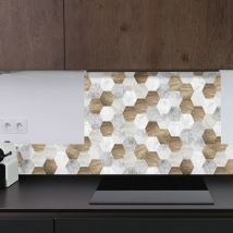 Fond de hotte Aluminum Motif Hexagonal - 99deco - L70xH90 cm Ep.3 mm