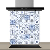 Hxadeco - Fond de hotte decorative, lisbon bleu 60x70