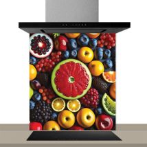 Hxadeco - Fond de hotte decorative, vitamine multicolore 60x70