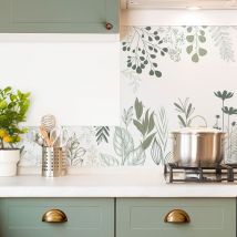 Fond de hotte Aluminum Floral Vert - 99deco - L70xH60 cm Ep.3 mm