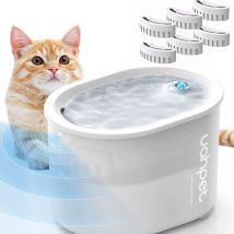 Fontaine à Boire pour Chat 2L, Fontaine pour Animaux Super Silencieuse avec Lumières led, Filtration Multiple, Trois modes de débit d'eau, Empêcher