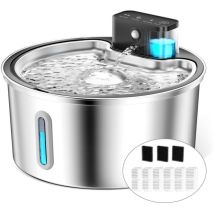 Fontaine À Eau Sans Fil Pour Chat Avec Détecteur De Mouvement, Alimentée Par Batterie 4 200 Mah, 3,2 L, En Acier Inoxydable, Avec Pompe À Eau 