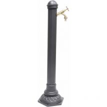 Fonderia Bongiovanni - Fontaine colonne mod.Pandora en aluminium et fonte pour jardin potager et robinetterie laiton finition au choix : bruni