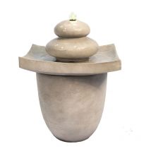 Fontaine de jardin cascade extérieur chute d'eau lumière led et pompe gris clair Teamson Home VFD8402-EU