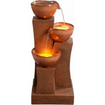 Teamson Home - Fontaine d'eau extérieure à 3 étages de 28,54 pouces avec lumières led, marron