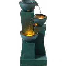 Teamson Home - Fontaine d'eau extérieure à 3 étages de 28,54 pouces avec lumières led, vert