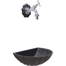 Fontaine murale Conchiglia en fonte grise avec robinet en laiton pour la maison de jardin finition au choix : chrome