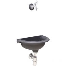Fonderia Bongiovanni - Fontaine murale modèle Taormina avec robinet en laiton et siphon finition au choix : chrome