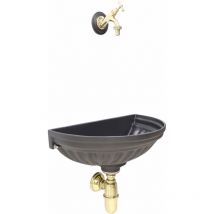 Fonderia Bongiovanni - Fontaine murale modèle Versilia pour jardin potager avec robinet en laiton et siphon finition au choix : poli