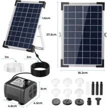 Tlgreen – Fontaine Solaire 9v/5w 250l/h – Pompe À Eau Silencieuse Pour Bassin – 9 Buses – Débit Élevé – Câble 3,25m Pour Installation Flexible