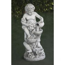 Anaparra - Fontaine Statue classique en pierre reconstituée Enfants 30x76cm.