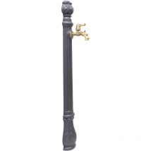 Fonderia Bongiovanni - Fontana a colonna Osiride per casa giardino colore grigio ghisa con rubinetto in ottone a scelta : brunito mod.147/C