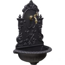 Fontana a muro Granada grigio ghisa per casa giardino balcone parete con rubinetto in ottone lucido