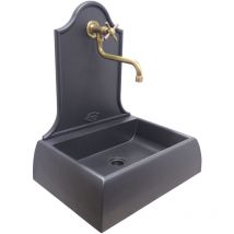 Fontaine murale en fonte gris Lione pour mur de balcon de jardin de maison avec robinet en laiton choisissez la finition : bruni 304