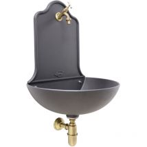 Fontana a muro Valencia per casa giardino esterno parete balcone con rubinetto e sifone in ottone finitura a scelta : brunito