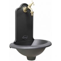 Fontana a muro Ronda colore ghisa per casa e giardino con rubinetto in ottone finitura a scelta : lucido