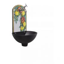Fonderia Bongiovanni - Fontaine murale Petra « a » en fonte couleur pour la maison et le jardin pierre de lave avec robinet en laiton de votre choix