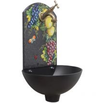 Fonderia Bongiovanni - Fontana a muro Petra 'c' colore ghisa per casa e giardino pietra lavica con rubinetto in ottone finitura a scelta : brunito
