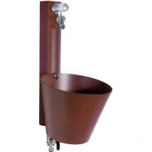 Garten Wand Brunnen mit Doppelter Wasserhahn Farbe Rost
