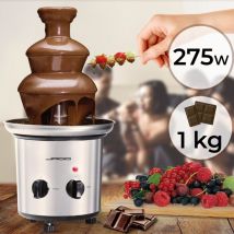 Jago Fontana di Cioccolato 275 w - a 3 Piani, Capacità 1kg, Altezza 39 cm, in Acciaio Inossidabile, Lavabile in Lavastoviglie, Argento - Fonduta,