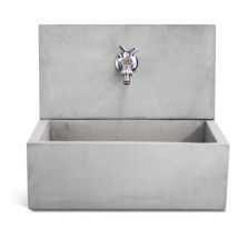 KAM - fontana da giardino a muro 'q-madrid' in calcestruzzo colore grigio, 45x35x40,5 cm