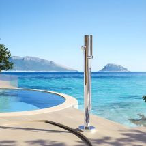 M Rubinetteria - Fontana da giardino colonna esterno sambuco acciaio inox con miscelatore 100cm confezione 1