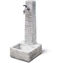 Kam - Fontana Da Giardino Vedovella 'clanezzo' Anticato Grigio, 28x31x66 Cm
