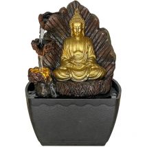 Fontana da interno in resina Buddha e roccia