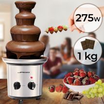 Jago Fontana di Cioccolato 275 w - a 4 Piani, Capacità 1kg, Altezza 39 cm, in Acciaio Inossidabile, Lavabile in Lavastoviglie, Argento - Fonduta,