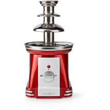 Fontana di Cioccolato, Design Retrò in Plastica e Acciaio Inox con 3 Livelli, Lavabile in Lavastoviglie, Diametro 40 cm, Rossa-Bianca - Nedis