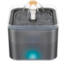 Fontanella per acqua grigia per cani e gatti, con led, distributore automatico di acqua ultra silenzioso, capacità 2 litri